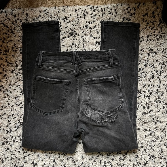 Good American straight leg distressed black gray jeans size 25 - Picture 2 of 9